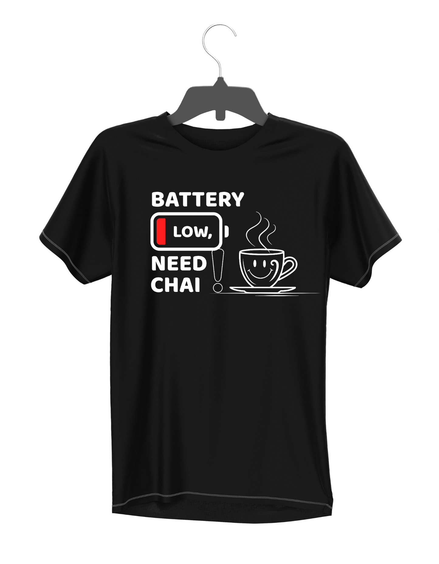 🔋 Battery Low, Need Chai! – Unisex Cotton T-Shirt