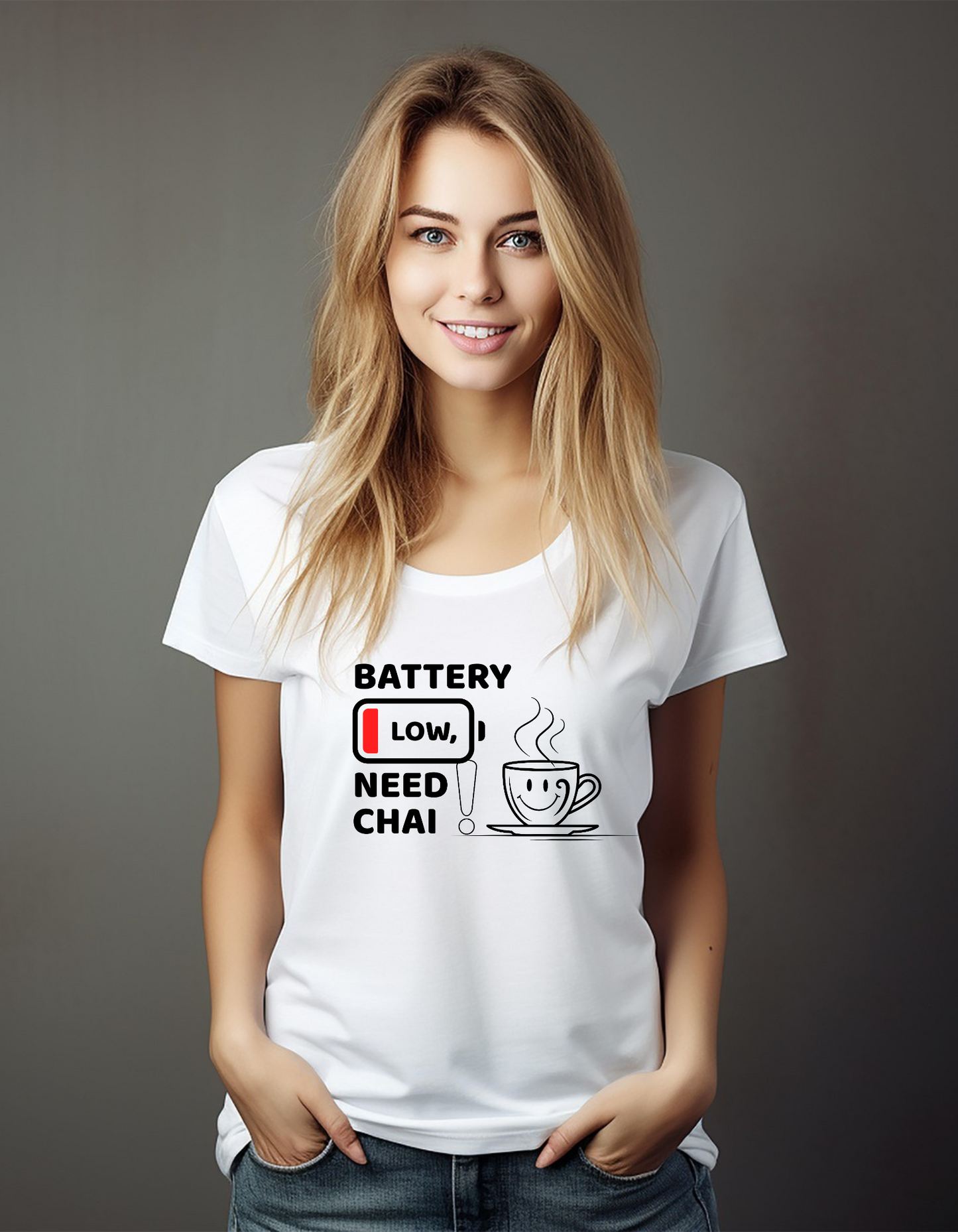 🔋 Battery Low, Need Chai! – Unisex Cotton T-Shirt